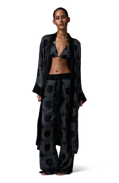 Day Birger Et Mikkelsen Rani Geometric Print Maxi Length Robe In Black