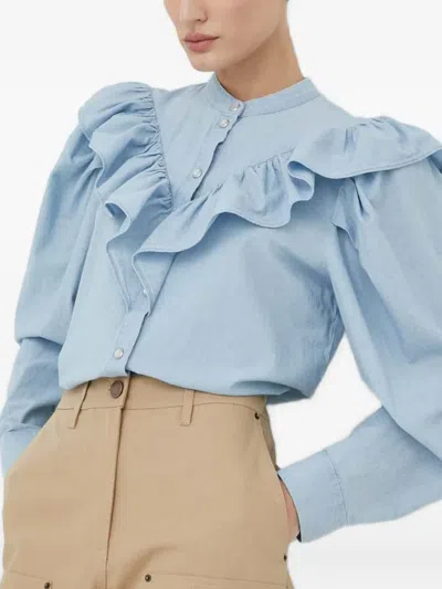 Day Birger Et Mikkelsen Ruffled Shirt In Blue