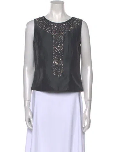 Pre-owned Day Birger Et Mikkelsen Scoop Neck Sleeveless Crop Top In Gray