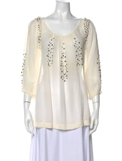 Pre-owned Day Birger Et Mikkelsen Scoop Neck Three-quarter Sleeve Blouse In Neutral