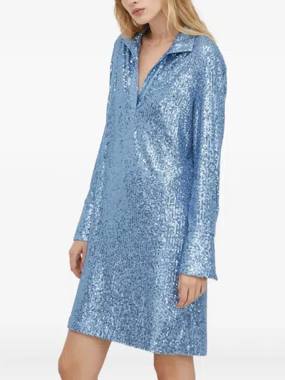 Day Birger Et Mikkelsen Sequin Collared Mini Dress In Blue