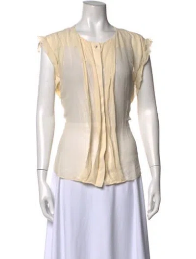 Pre-owned Day Birger Et Mikkelsen Silk Crew Neck Blouse In Neutrals