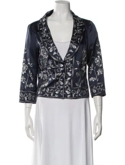 Pre-owned Day Birger Et Mikkelsen Silk Floral Print Evening Jacket In Blue