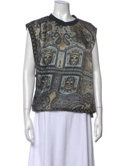 Pre-owned Day Birger Et Mikkelsen Silk Paisley Print Top In Blue
