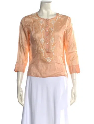 Pre-owned Day Birger Et Mikkelsen Silk Printed Top In Red