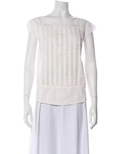 Pre-owned Day Birger Et Mikkelsen Square Neckline Short Sleeve Blouse In White