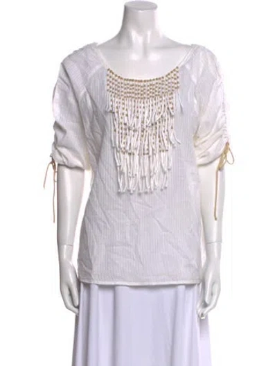 Pre-owned Day Birger Et Mikkelsen Striped Scoop Neck T-shirt In White