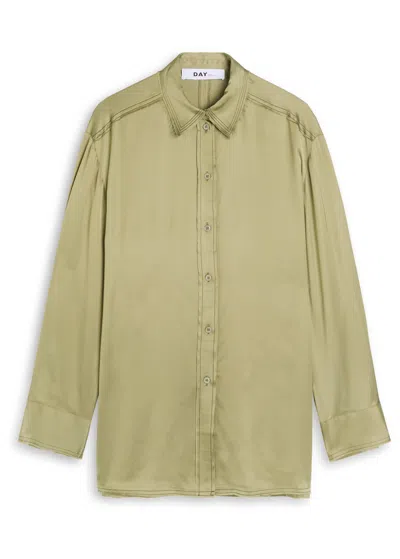 Day Birger Et Mikkelsen Strong Open-back Satin Shirt In Green