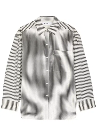 Day Birger Et Mikkelsen Tan Striped Cotton-blend Shirt In White And Black