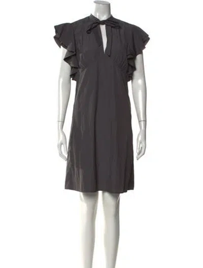 Pre-owned Day Birger Et Mikkelsen Tie Neck Mini Dress In Grey