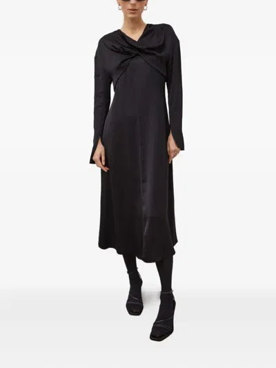 Day Birger Et Mikkelsen Twisted Long-sleeve Midi Dress In Black