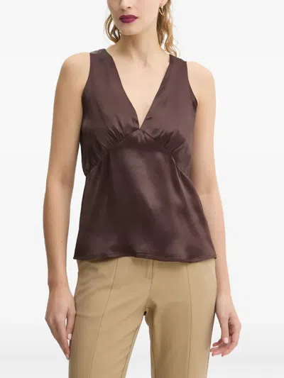 Day Birger Et Mikkelsen V-neck Gathered Top In Brown