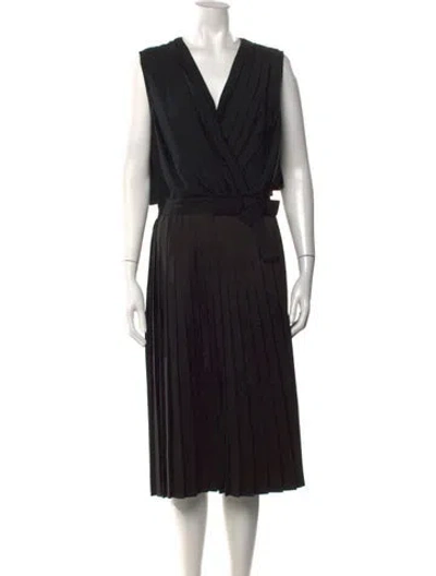 Pre-owned Day Birger Et Mikkelsen V-neck Midi Length Dress In Black