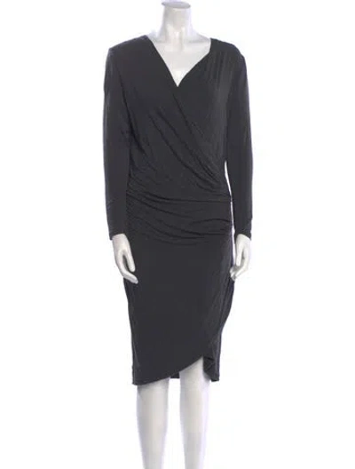 Pre-owned Day Birger Et Mikkelsen V-neck Midi Length Dress In Gray