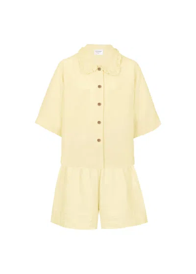 Day In Linen Kids Shorts Set Yellow