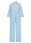 Day In Linen Top &amp; Pants Set In Sky Blue