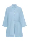 Day In Linen Top &amp; Shorts Set In Sky Blue