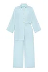 Day In Linen Top And Pants Set Light Blue