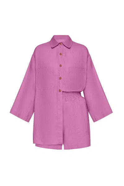 Day In Linen Top And Short Set Lilac