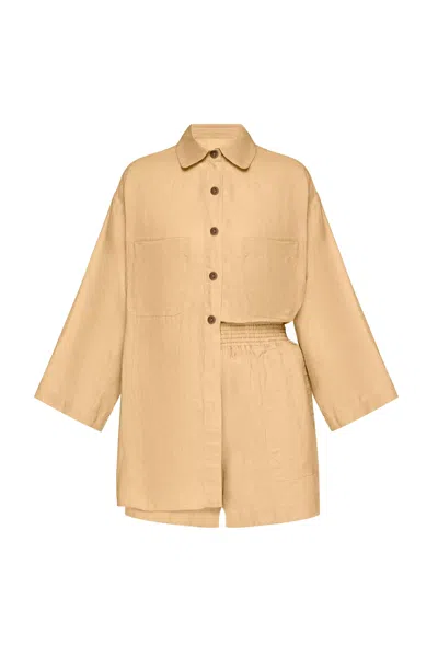 Day In Linen Top And Short Set Tan