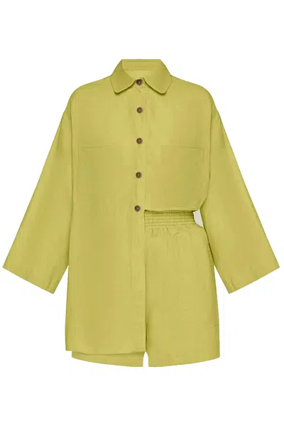 Day In Linen Top And Short Set Yellow