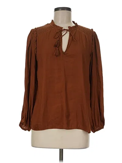 Pre-owned Day + Moon 3/4 Sleeve Blouse In Brown
