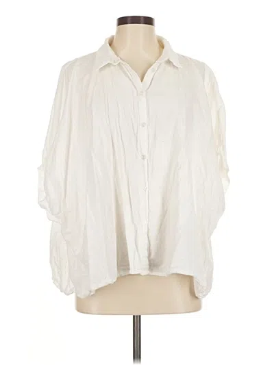 Pre-owned Day + Moon 3/4 Sleeve Button Down Shirt In White