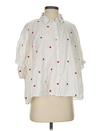 Pre-owned Day + Moon 3/4 Sleeve Button Down Shirt In White