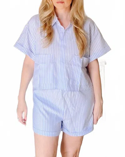 Day + Moon All Business Top & Short Set In Blue