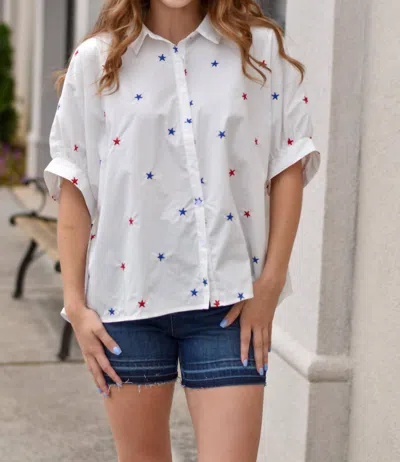 Day + Moon All-american Babe Button Up Top In White