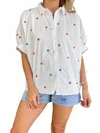 Day + Moon Americana Star Button Top In White In White