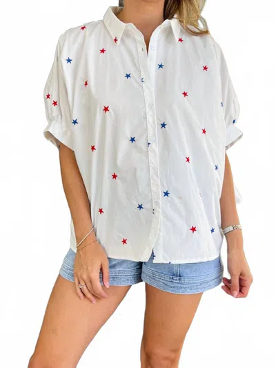 Day + Moon Americana Star Button Top In White