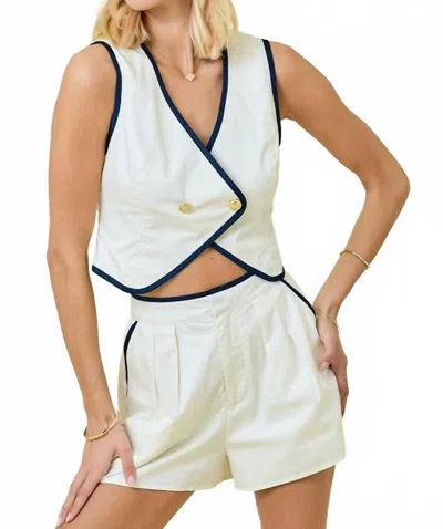 Day + Moon Asymmetrical Contrast Vest In Ivory In Multi