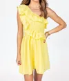 DAY + MOON ASYMMETRICAL ONE SHOULDER MINI DRESS IN YELLOW