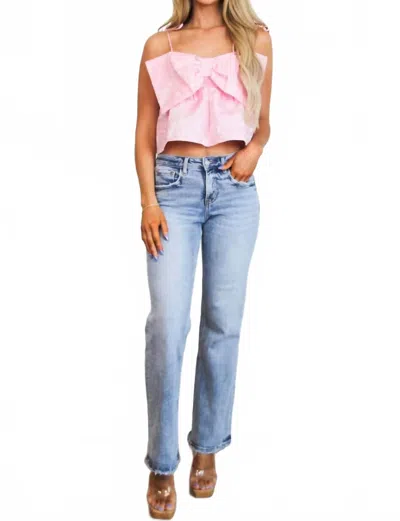 Day + Moon Atlas Bow Babydoll Top In Pink