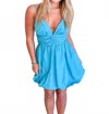 Day + Moon Babydoll Poplin Mini Dress With Bubble Hem In Aqua In Blue