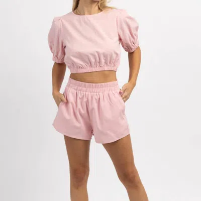 Day + Moon Barcelona Linen Short Set In Pink