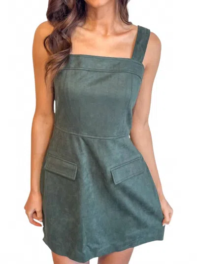 Day + Moon Becca Suede Mini Dress In Dark Green