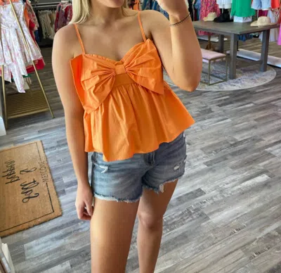 Day + Moon Bow Detail Strap Top In Tangerine