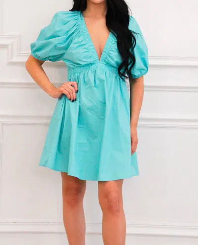 Day + Moon Bowie Babydoll Dress In Aqua Blue