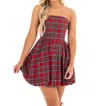 Day + Moon Bright Places Plaid Mini Dress In Red In Red