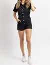 DAY + MOON BUTTON FRONT ROMPER IN WASHED BLACK