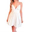Day + Moon Camille Babydoll Poplin Mini Dress In White In White