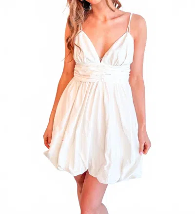 Day + Moon Camille Babydoll Poplin Mini Dress In White