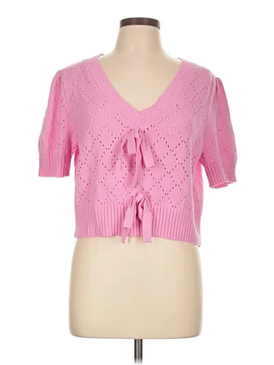 Pre-owned Day + Moon Cardigan Sweater In Pink