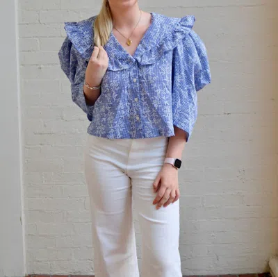 Day + Moon Caroline Button Up Top In Blue