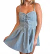 Day + Moon Cinch Dress In Denim In Blue