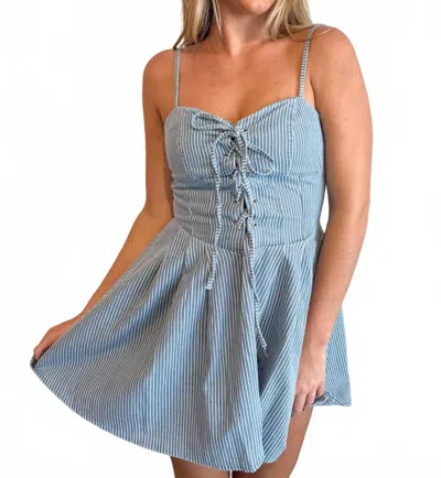 Day + Moon Cinch Dress In Denim In Blue