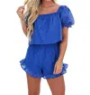 Day + Moon Country Cutie Gingham Crop Top And Short Set In Azure In Blue