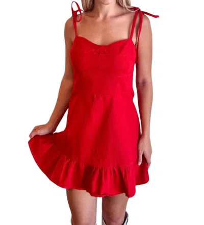 Day + Moon Country Darling Ruffle Hem Dress In Red